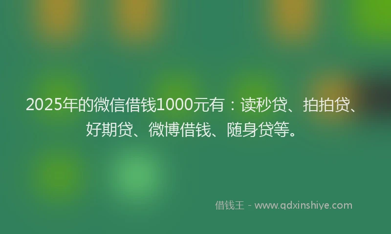 2025年的微信借钱1000元有：读秒贷、拍拍贷、好期贷、微博借钱、随身贷等。