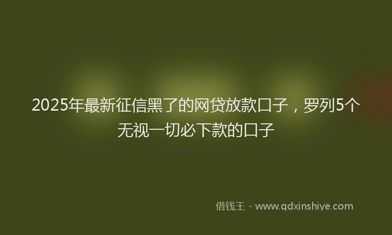2025年最新征信黑了的网贷放款口子，罗列5个无视一切必下款的口子