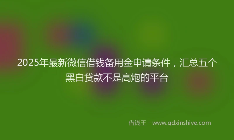 2025年最新微信借钱备用金申请条件，汇总五个黑白贷款不是高炮的平台