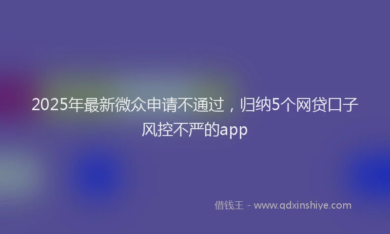 2025年最新微众申请不通过，归纳5个网贷口子风控不严的app