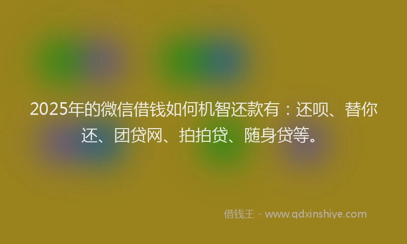 2025年的微信借钱如何机智还款有：还呗、替你还、团贷网、拍拍贷、随身贷等。
