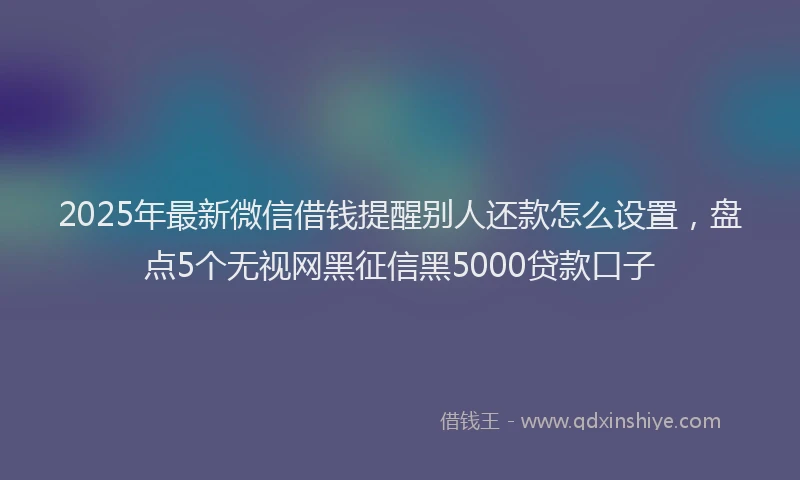 2025年最新微信借钱提醒别人还款怎么设置，盘点5个无视网黑征信黑5000贷款口子