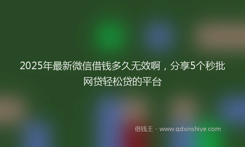 2025年最新微信借钱多久无效啊，分享5个秒批网贷轻松贷的平台