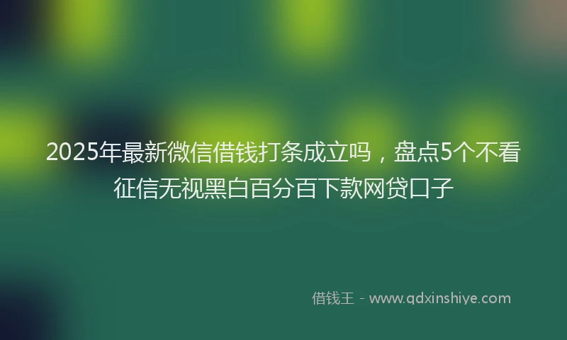 2025年最新微信借钱打条成立吗，盘点5个不看征信无视黑白百分百下款网贷口子