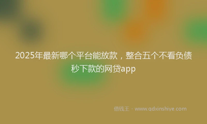 2025年最新哪个平台能放款，整合五个不看负债秒下款的网贷app