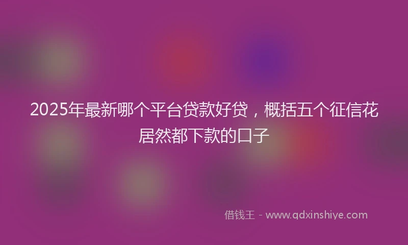 2025年最新哪个平台贷款好贷，概括五个征信花居然都下款的口子