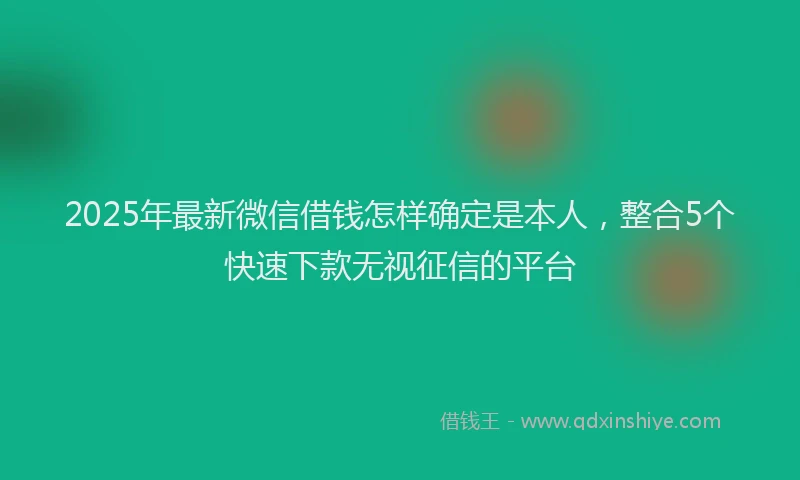 2025年最新微信借钱怎样确定是本人，整合5个快速下款无视征信的平台