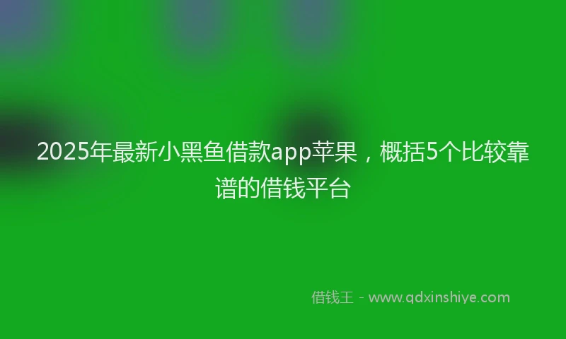 2025年最新小黑鱼借款app苹果，概括5个比较靠谱的借钱平台