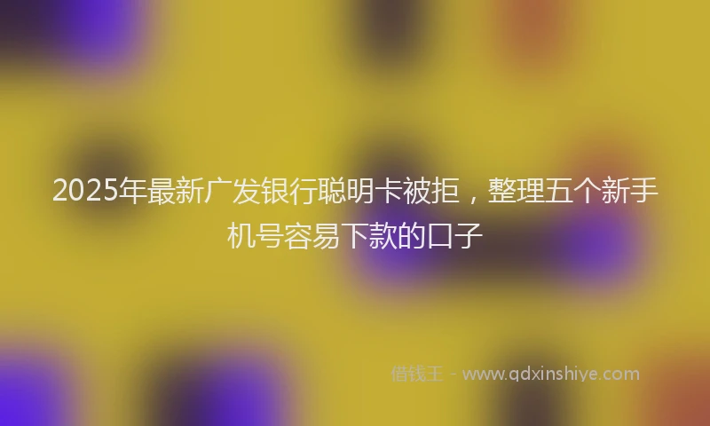 2025年最新广发银行聪明卡被拒，整理五个新手机号容易下款的口子