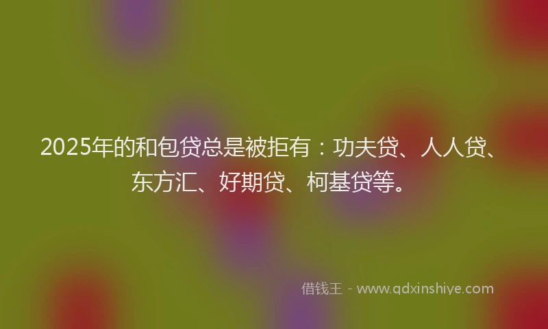 2025年的和包贷总是被拒有：功夫贷、人人贷、东方汇、好期贷、柯基贷等。