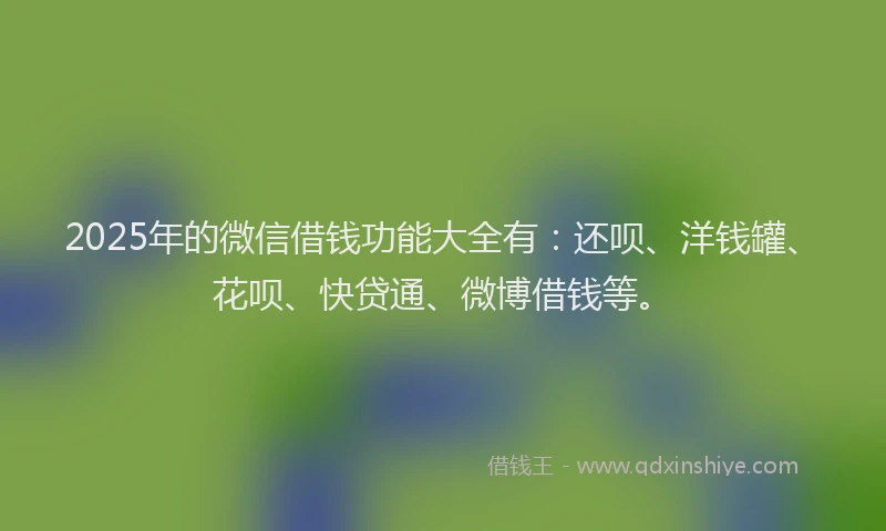 2025年的微信借钱功能大全有：还呗、洋钱罐、花呗、快贷通、微博借钱等。