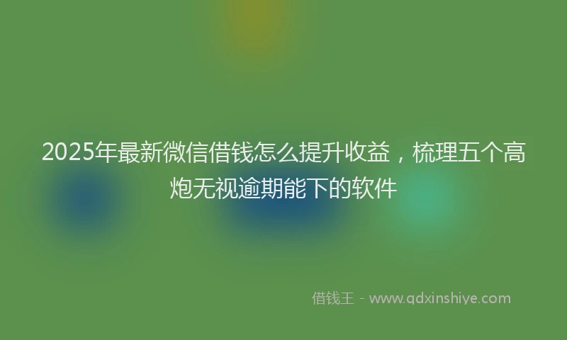 2025年最新微信借钱怎么提升收益，梳理五个高炮无视逾期能下的软件