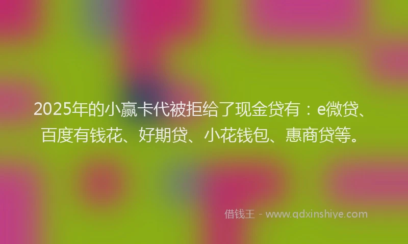 2025年的小赢卡代被拒给了现金贷有：e微贷、百度有钱花、好期贷、小花钱包、惠商贷等。