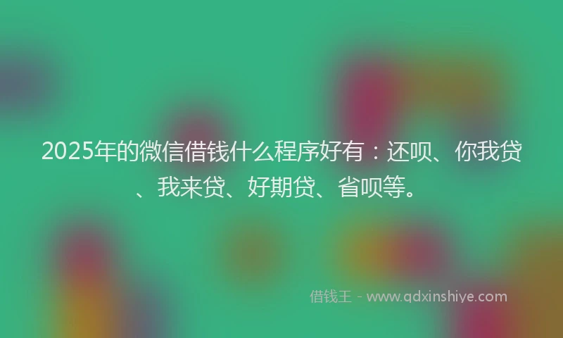 2025年的微信借钱什么程序好有：还呗、你我贷、我来贷、好期贷、省呗等。