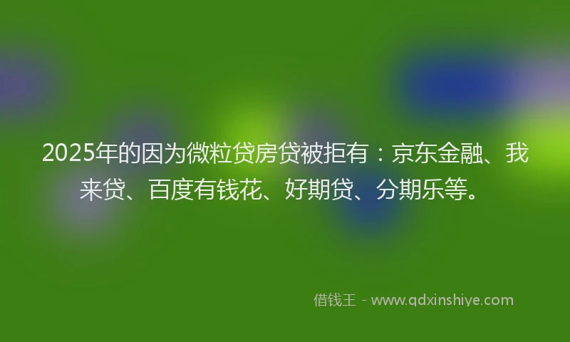 2025年的因为微粒贷房贷被拒有：京东金融、我来贷、百度有钱花、好期贷、分期乐等。