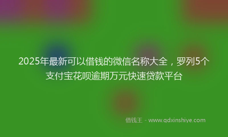 2025年最新可以借钱的微信名称大全，罗列5个支付宝花呗逾期万元快速贷款平台