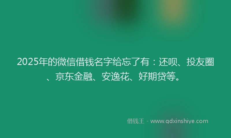 2025年的微信借钱名字给忘了有：还呗、投友圈、京东金融、安逸花、好期贷等。