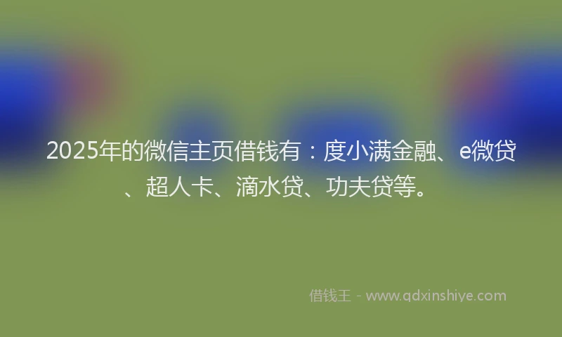 2025年的微信主页借钱有：度小满金融、e微贷、超人卡、滴水贷、功夫贷等。