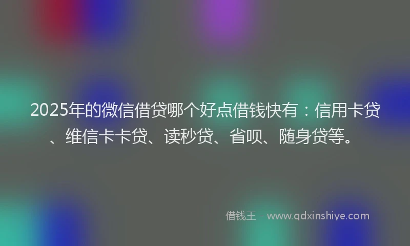 2025年的微信借贷哪个好点借钱快有：信用卡贷、维信卡卡贷、读秒贷、省呗、随身贷等。