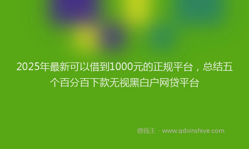 2025年最新可以借到1000元的正规平台，总结五个百分百下款无视黑白户网贷平台