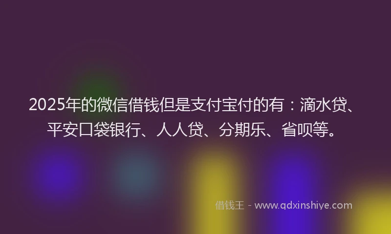 2025年的微信借钱但是支付宝付的有：滴水贷、平安口袋银行、人人贷、分期乐、省呗等。