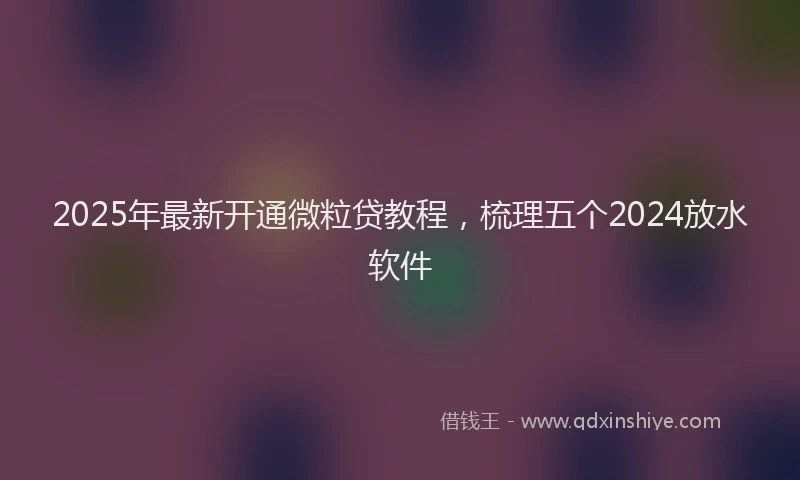 2025年最新开通微粒贷教程，梳理五个2024放水软件