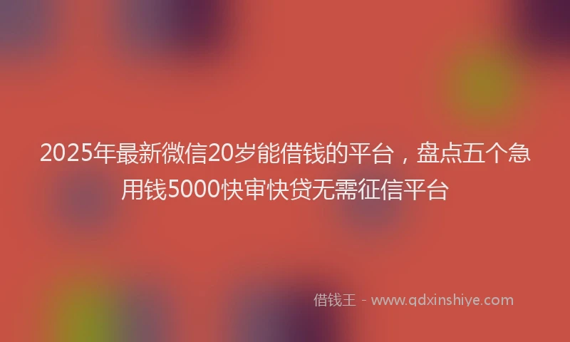 2025年最新微信20岁能借钱的平台，盘点五个急用钱5000快审快贷无需征信平台