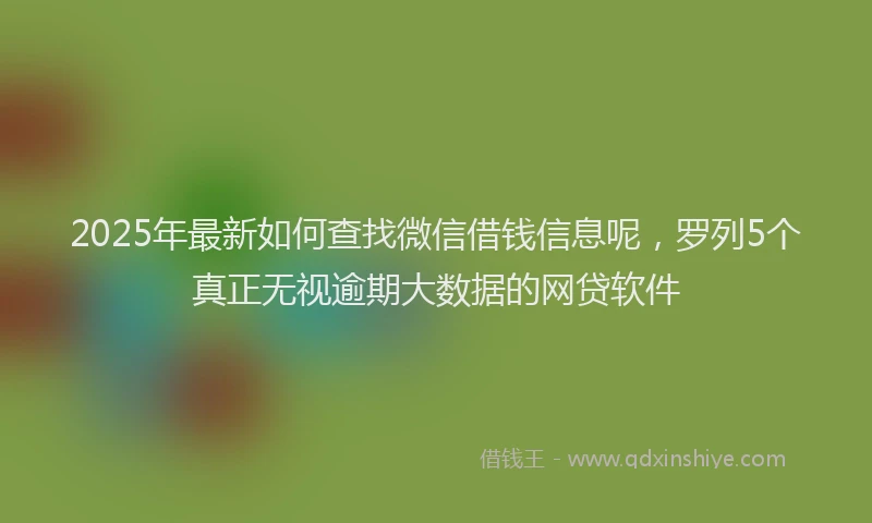 2025年最新如何查找微信借钱信息呢，罗列5个真正无视逾期大数据的网贷软件