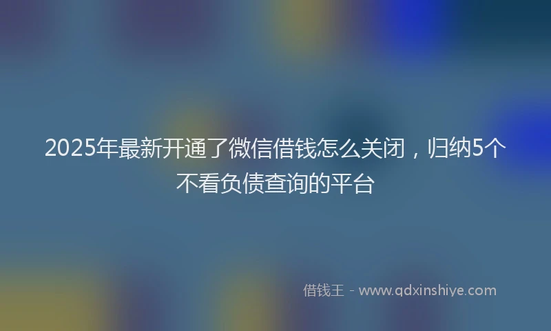 2025年最新开通了微信借钱怎么关闭，归纳5个不看负债查询的平台