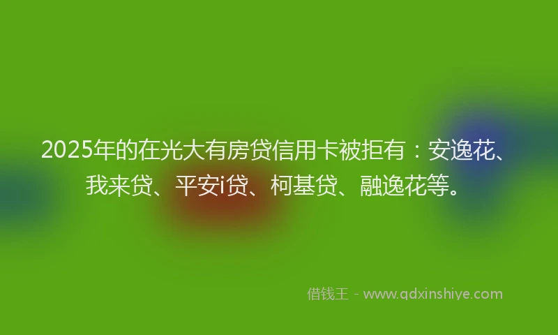 2025年的在光大有房贷信用卡被拒有：安逸花、我来贷、平安i贷、柯基贷、融逸花等。