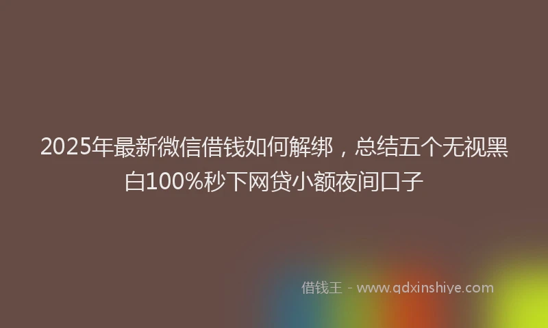 2025年最新微信借钱如何解绑，总结五个无视黑白100%秒下网贷小额夜间口子