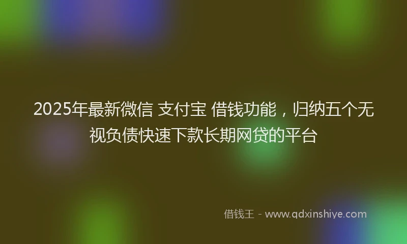 2025年最新微信 支付宝 借钱功能，归纳五个无视负债快速下款长期网贷的平台