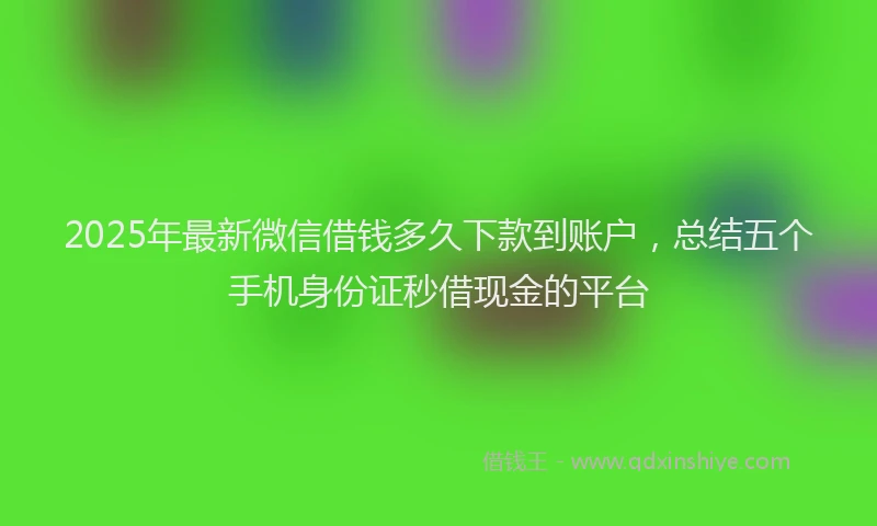 2025年最新微信借钱多久下款到账户，总结五个手机身份证秒借现金的平台