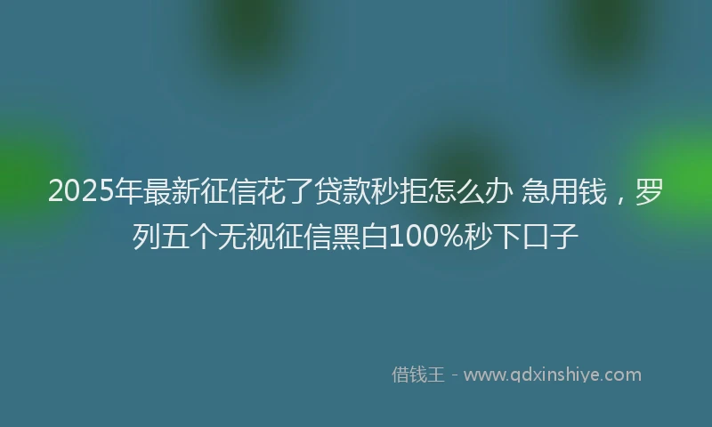 2025年最新征信花了贷款秒拒怎么办 急用钱，罗列五个无视征信黑白100%秒下口子