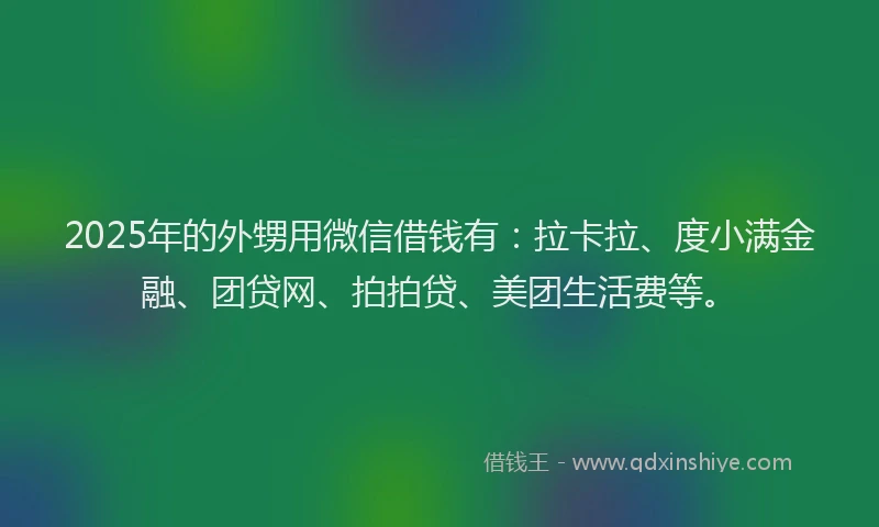 2025年的外甥用微信借钱有：拉卡拉、度小满金融、团贷网、拍拍贷、美团生活费等。