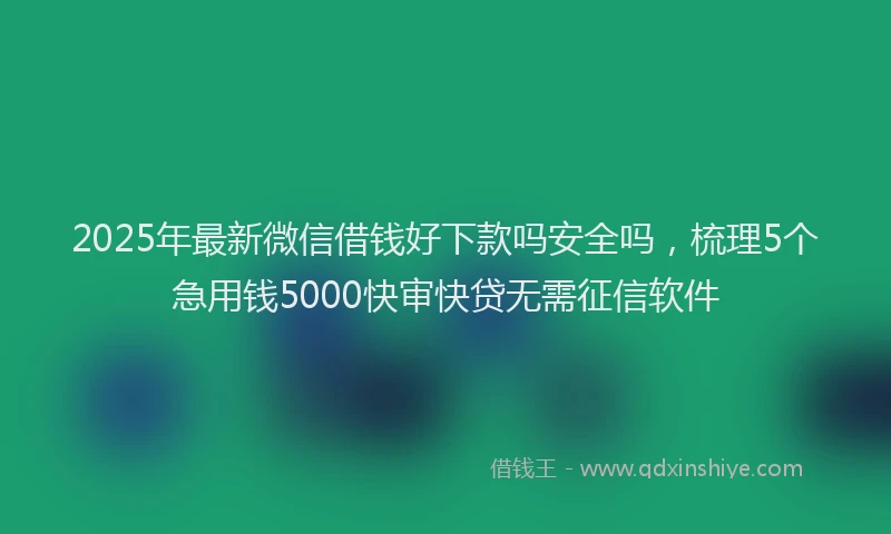 2025年最新微信借钱好下款吗安全吗，梳理5个急用钱5000快审快贷无需征信软件