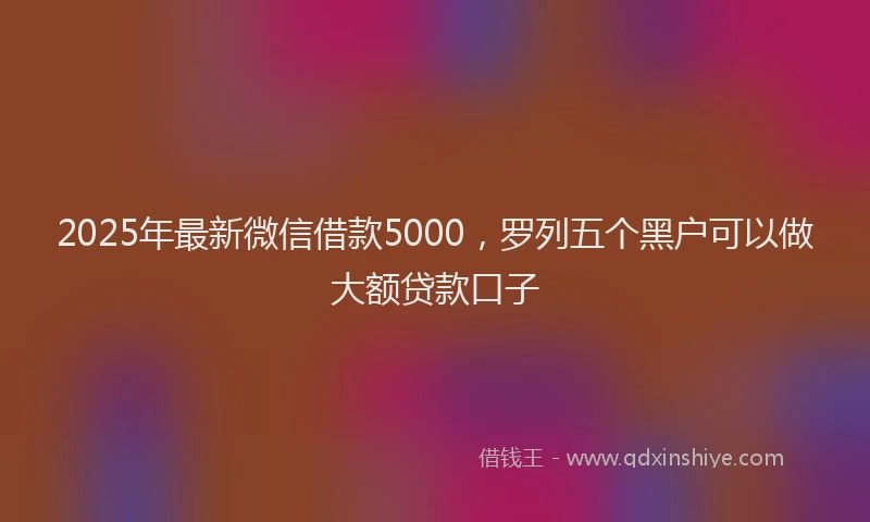 2025年最新微信借款5000，罗列五个黑户可以做大额贷款口子