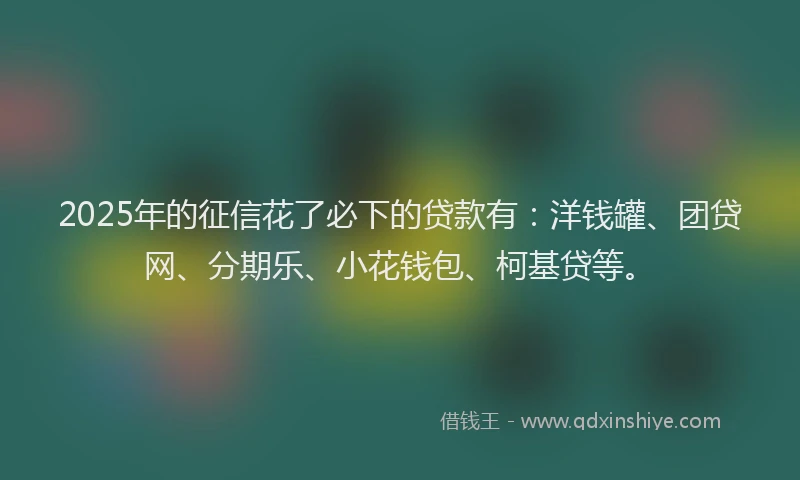 2025年的征信花了必下的贷款有：洋钱罐、团贷网、分期乐、小花钱包、柯基贷等。
