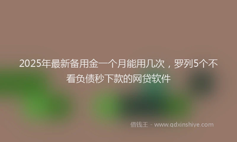 2025年最新备用金一个月能用几次，罗列5个不看负债秒下款的网贷软件