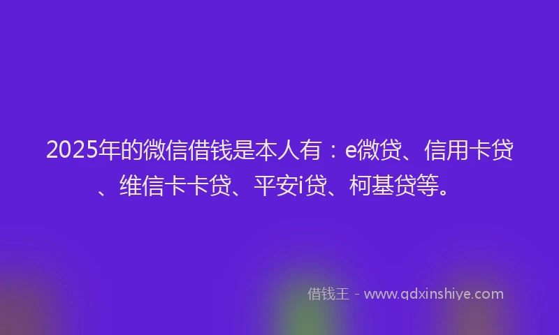 2025年的微信借钱是本人有：e微贷、信用卡贷、维信卡卡贷、平安i贷、柯基贷等。