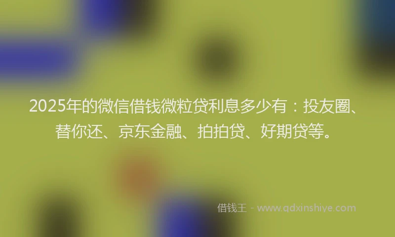 2025年的微信借钱微粒贷利息多少有：投友圈、替你还、京东金融、拍拍贷、好期贷等。