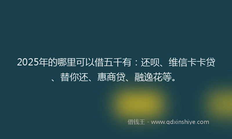 2025年的哪里可以借五千有：还呗、维信卡卡贷、替你还、惠商贷、融逸花等。