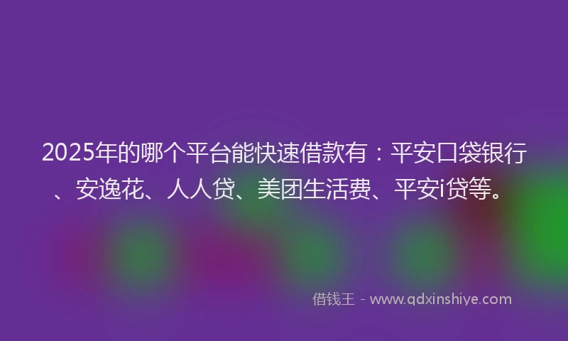 2025年的哪个平台能快速借款有：平安口袋银行、安逸花、人人贷、美团生活费、平安i贷等。