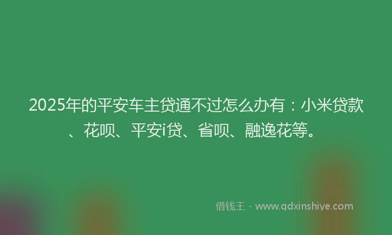 2025年的平安车主贷通不过怎么办有：小米贷款、花呗、平安i贷、省呗、融逸花等。