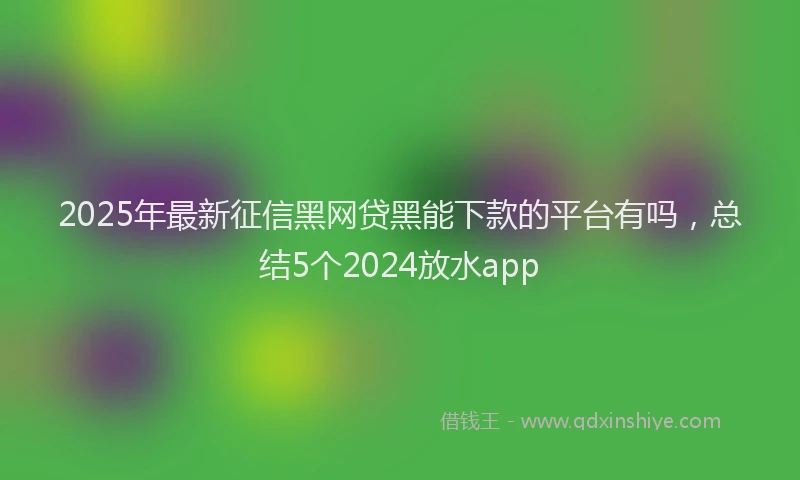 2025年最新征信黑网贷黑能下款的平台有吗，总结5个2024放水app