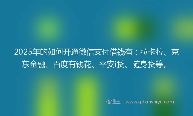 2025年的如何开通微信支付借钱有：拉卡拉、京东金融、百度有钱花、平安i贷、随身贷等。