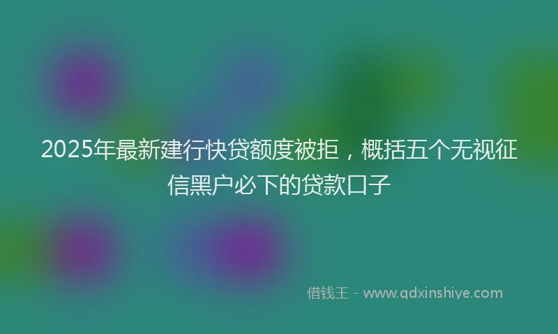 2025年最新建行快贷额度被拒，概括五个无视征信黑户必下的贷款口子