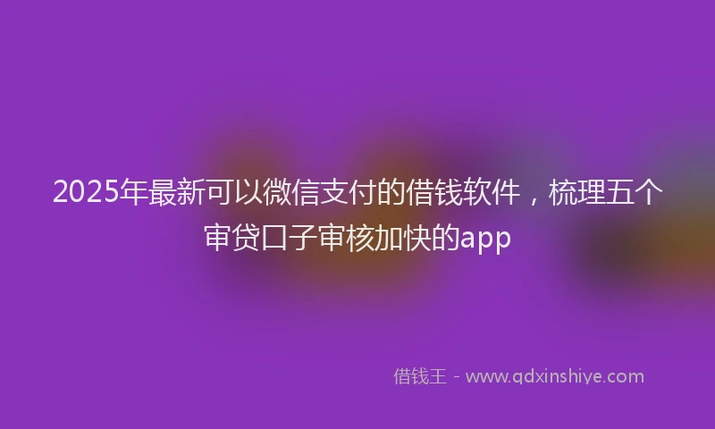 2025年最新可以微信支付的借钱软件，梳理五个审贷口子审核加快的app