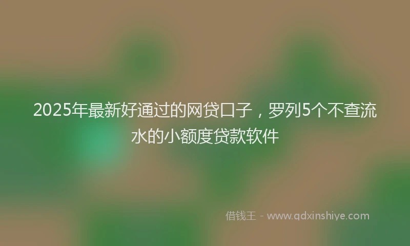 2025年最新好通过的网贷口子，罗列5个不查流水的小额度贷款软件