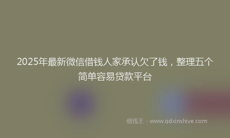 2025年最新微信借钱人家承认欠了钱，整理五个简单容易贷款平台